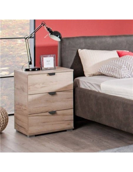 Limone Oak Effect 3 Drawer Bedside Table, 3404 - pic 115127 | FastDaddyshop