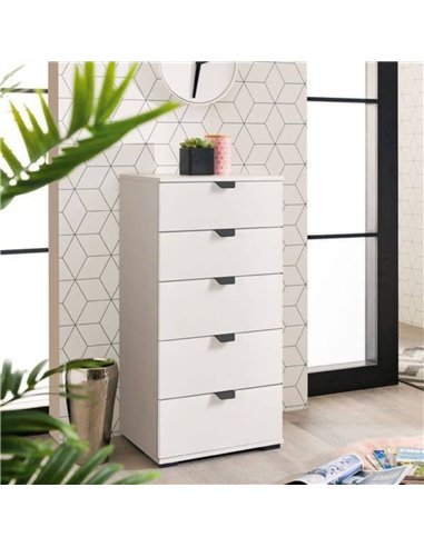 Limone Arctic White Narrow 5 Drawer Chest, 3409