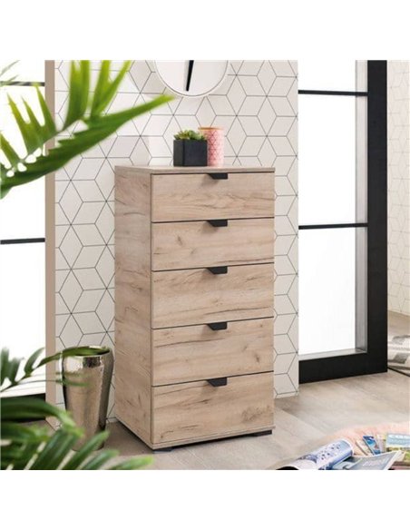 Limone Oak Effect Narrow 5 Drawer Chest, 3410 - pic 115139 | FastDaddyshop