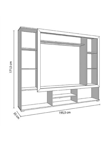 Lucerne Grey Oak Effect And Black Entertaiment Unit Wall TV Cabinet, 3425