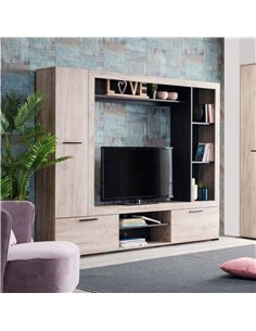Lucerne Grey Oak Effect And Black Entertaiment Unit Wall TV Cabinet, 3425 2