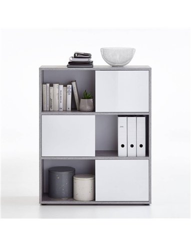Luiz Short Bookcase Grey and White, 2646