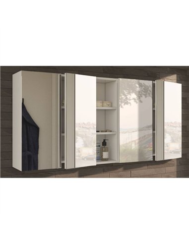 Mancini 600mm White And Mirrored 2 Door Wall Mounted Bathroom Cabinet, 3224