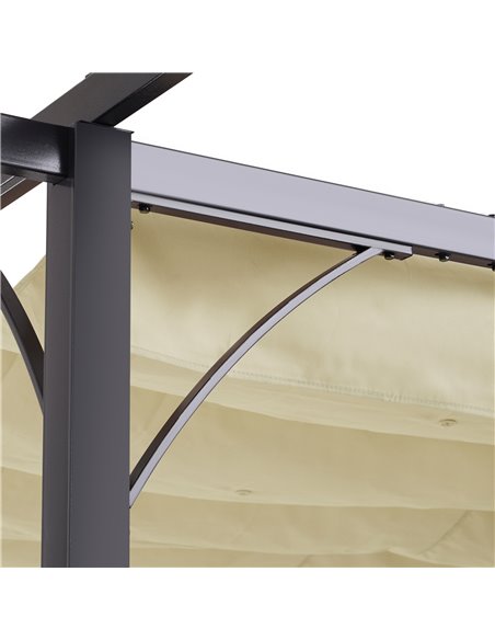 Outsunny 3 x 3(m) Metal Pergola Gazebo Awning Retractable Canopy Outdoor Garden Sun Shade Shelter Marquee Party BBQ Beige - pic 11518 | FastDaddyshop