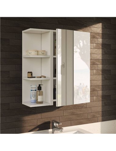 Mancini 400mm White And Mirrored 1 Door Wall Mounted Bathroom Cabinet, 3223