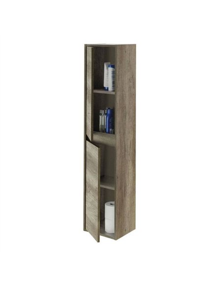 Mario Nordic Oak Effect Tall 2 Door Wall Mounted Floating Bathroom Storage Cupboard, 3259 - pic 115186 | FastDaddyshop