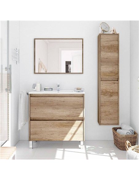 Mario Nordic Oak Effect Tall 2 Door Wall Mounted Floating Bathroom Storage Cupboard, 3259 - pic 115188 | FastDaddyshop