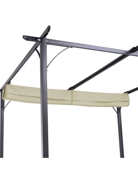 Outsunny 3 x 3(m) Metal Pergola Gazebo Awning Retractable Canopy Outdoor Garden Sun Shade Shelter Marquee Party BBQ Beige - pic 11519 | FastDaddyshop