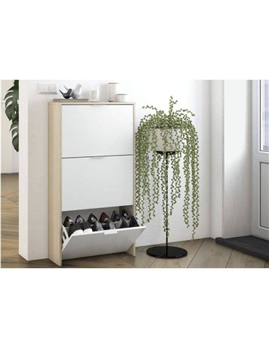 Marvin White And Oak Effect Shoe Cabinet, 3260