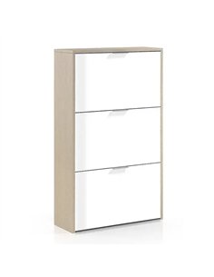 Marvin White And Oak Effect Shoe Cabinet, 3260