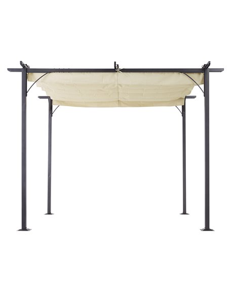 Outsunny 3 x 3(m) Metal Pergola Gazebo Awning Retractable Canopy Outdoor Garden Sun Shade Shelter Marquee Party BBQ Beige - pic 11520 | FastDaddyshop