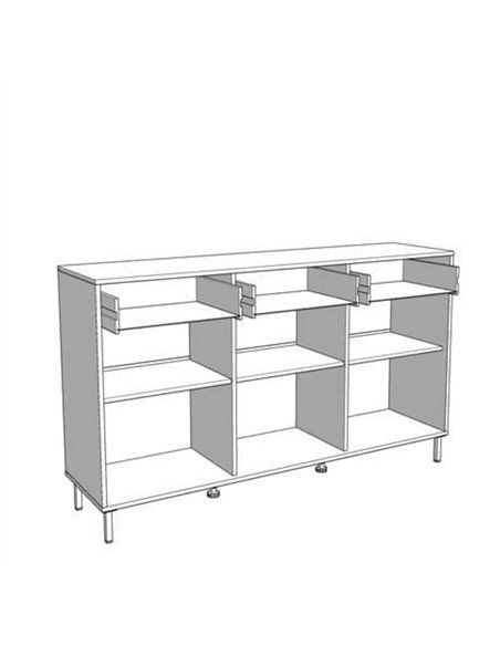 Martinique Artisan Oak Effect Slatted And Black 3 Door Sideboard, 3419 - pic 115201 | FastDaddyshop