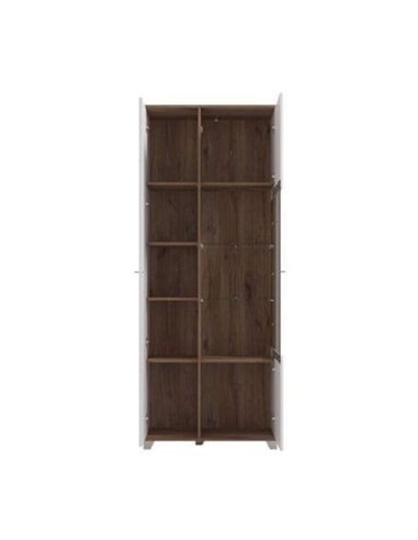Merlot White High Gloss And Oak Effect Display Cabinet, 3441