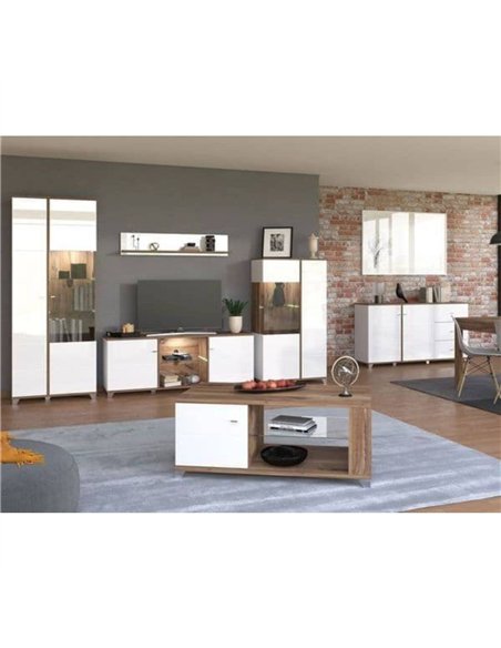 Merlot White High Gloss And Oak Effect Display Cabinet, 3441 - pic 115206 | FastDaddyshop