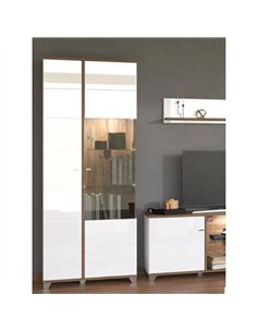 Merlot White High Gloss And Oak Effect Display Cabinet, 3441 2