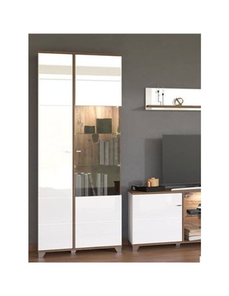 Merlot White High Gloss And Oak Effect Display Cabinet, 3441 - pic 115207 | FastDaddyshop