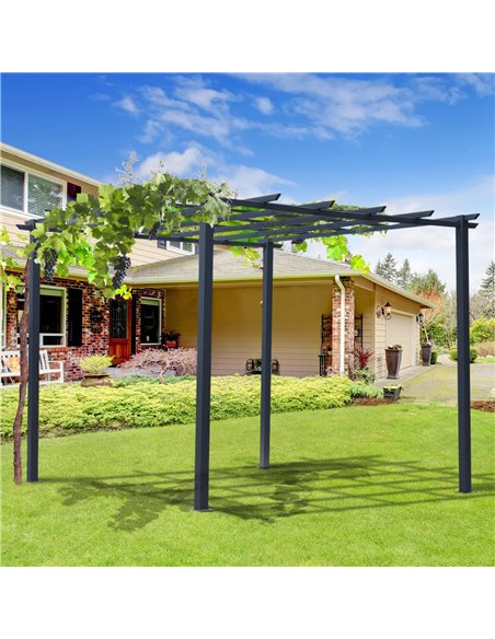 Outsunny 3 x 3 Meter Metal Pergola Gazebo Grape Trellis Climbing Plants Outdoor Sun Shelter Arbours Garden - pic 11521 | FastDaddyshop