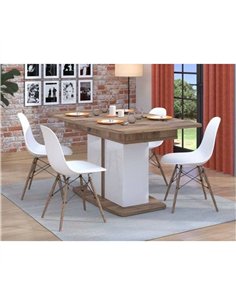 Merlot White Gloss And Warm Oak Extending Dining Table, 3440 2