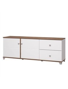 Merlot White Gloss And Warm Oak TV Unit Cabinet, 3443