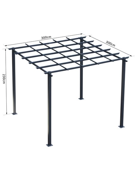 Outsunny 3 x 3 Meter Metal Pergola Gazebo Grape Trellis Climbing Plants Outdoor Sun Shelter Arbours Garden - pic 11522 | FastDaddyshop