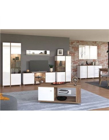 Merlot White Gloss Oak Effect Low Display Cabinet 3448