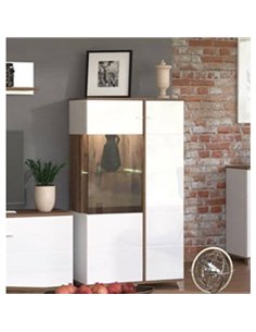 Merlot White Gloss Oak Effect Low Display Cabinet 3448 2