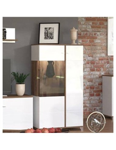 Merlot White Gloss Oak Effect Low Display Cabinet 3448