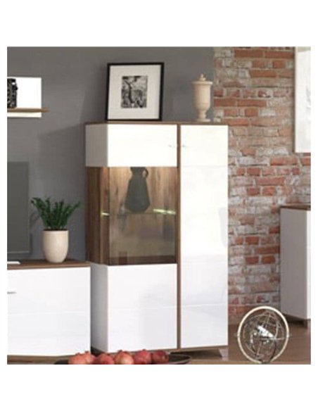 Merlot White Gloss Oak Effect Low Display Cabinet 3448 - pic 115227 | FastDaddyshop