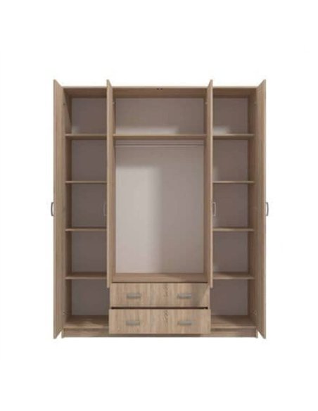 Miami Sonoma Oak Effect 4 Door 2 Drawer Wardrobe, 3123 - pic 115234 | FastDaddyshop