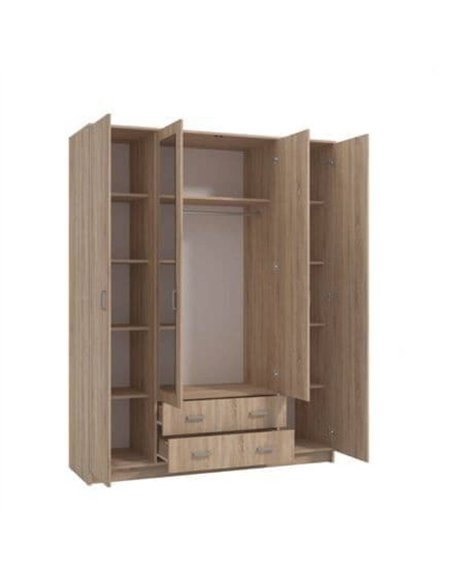 Miami Sonoma Oak Effect 4 Door 2 Drawer Wardrobe, 3123 - pic 115235 | FastDaddyshop