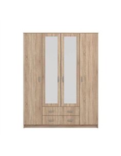 Miami Sonoma Oak Effect 4 Door 2 Drawer Wardrobe, 3123