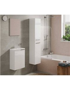 Milano White Gloss 2 Door Wall Mounted Floating Bathroom Storage Cupboard, 3230 2
