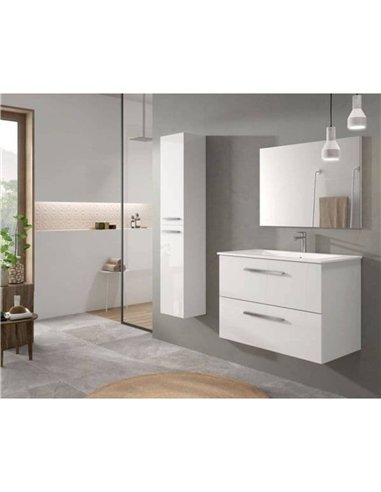 Milano White Gloss 2 Door Wall Mounted Floating Bathroom Storage Cupboard, 3230