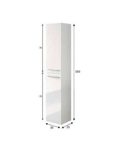 Milano White Gloss 2 Door Wall Mounted Floating Bathroom Storage Cupboard, 3230
