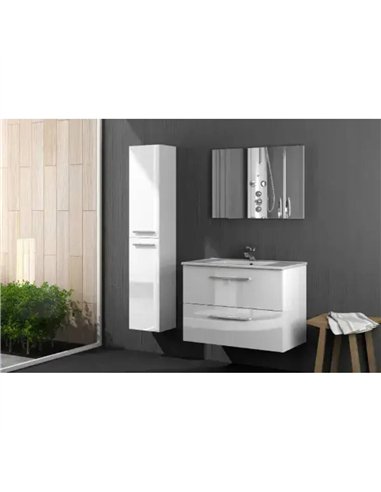 Milano White Gloss 2 Door Wall Mounted Floating Bathroom Storage Cupboard, 3230