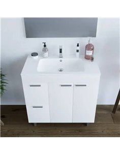 Milano White Gloss 2 Door 2 Drawer Bathroom Vanity Cabinet with Sink And Mirror, 305450BO 2