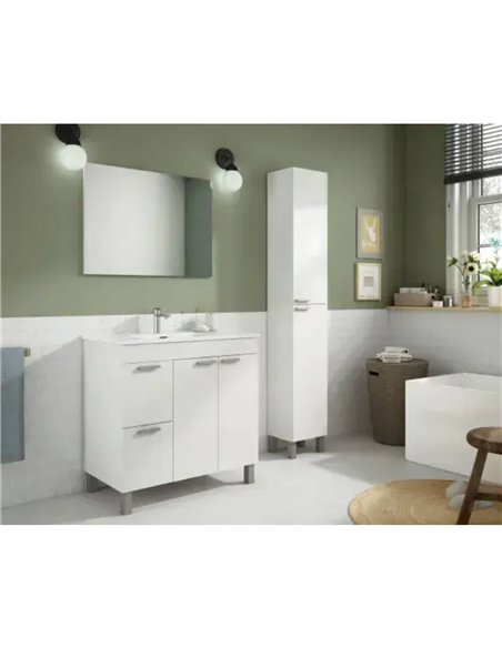 Milano White Gloss 2 Door 2 Drawer Bathroom Vanity Cabinet with Sink And Mirror, 305450BO - pic 115258 | FastDaddyshop