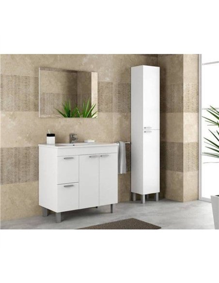 Milano White Gloss 2 Door 2 Drawer Bathroom Vanity Cabinet with Sink And Mirror, 305450BO - pic 115260 | FastDaddyshop