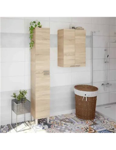Milano Oak Effect 1 Door Small Wall Mounted Floating Bathroom Storage Cupboard, 305270BO
