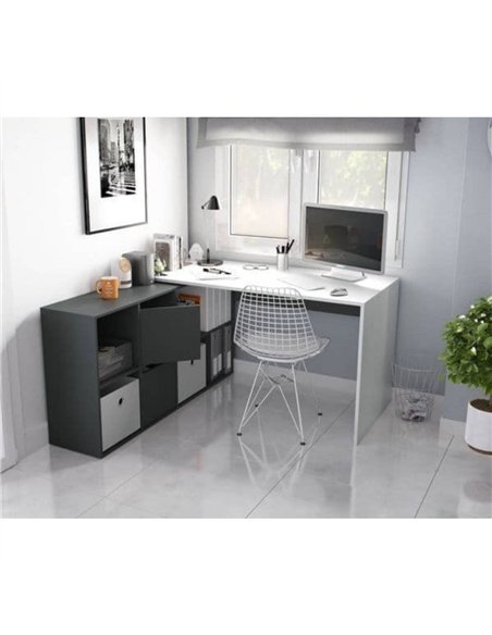 Mulberry White and Grey Reversible Large Corner Desk with Storage, 3135 - pic 115266 | FastDaddyshop