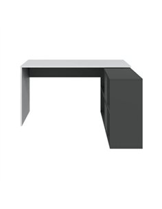Mulberry White and Grey Reversible Large Corner Desk with Storage, 3135 2