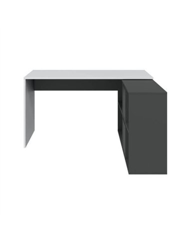 Mulberry White and Grey Reversible Large Corner Desk with Storage, 3135