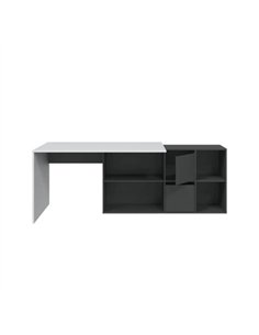 Mulberry White and Grey Reversible Large Corner Desk with Storage, 3135