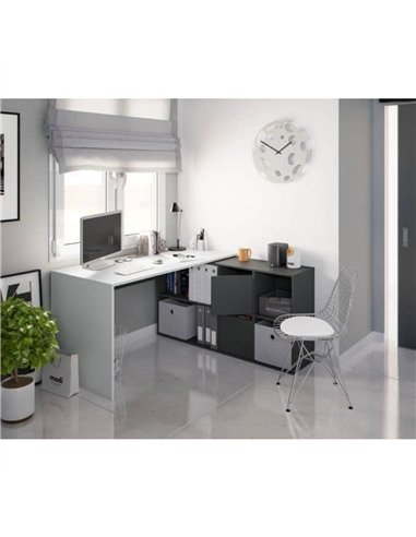 Mulberry White and Grey Reversible Large Corner Desk with Storage, 3135