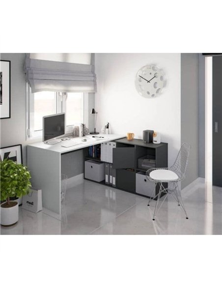 Mulberry White and Grey Reversible Large Corner Desk with Storage, 3135 - pic 115269 | FastDaddyshop
