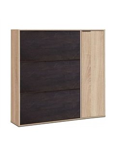 Marcos Oak Effect And Oxido Dark Brown Shoe Cabinet with 4 Doors, 3232