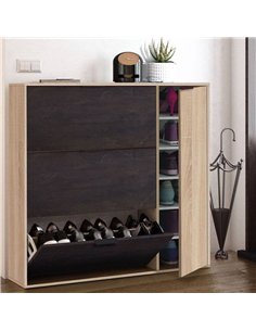 Marcos Oak Effect And Oxido Dark Brown Shoe Cabinet with 4 Doors, 3232 2