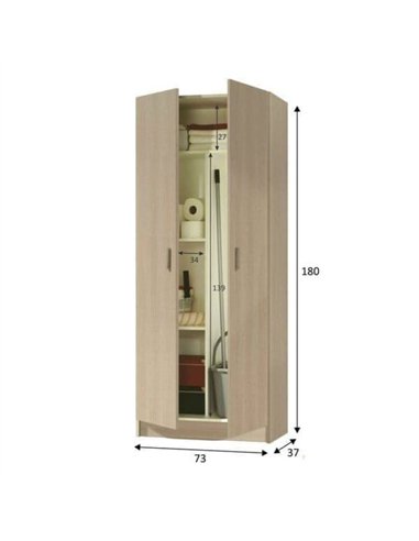Multi Tall Oak Effect 2 Door Utility Universal Storage Cupboard, 3292