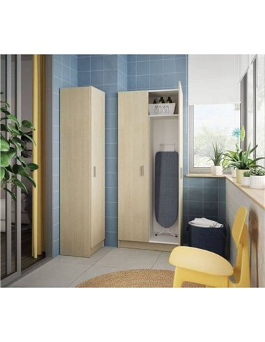 Multi Tall Oak Effect 2 Door Utility Universal Storage Cupboard, 3292