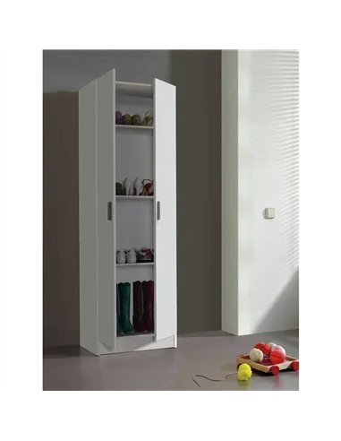 Multi Tall White 2 Door Shoe Storage Utility Cupboard, 3293
